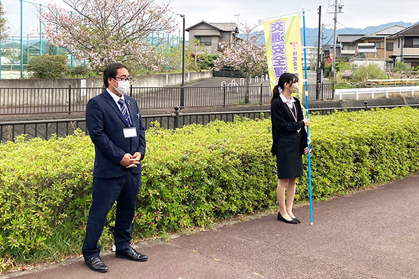 藤枝西高等学校前の通学路【写真】